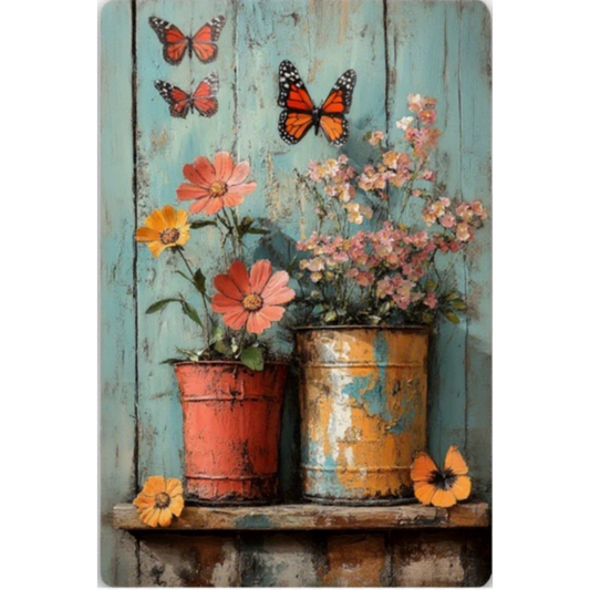 8x12 Beautuiful Flower Metal Sign – Vintage Tin Wall Art for Flower Lovers & Homes | Tin & Time Co. #C037