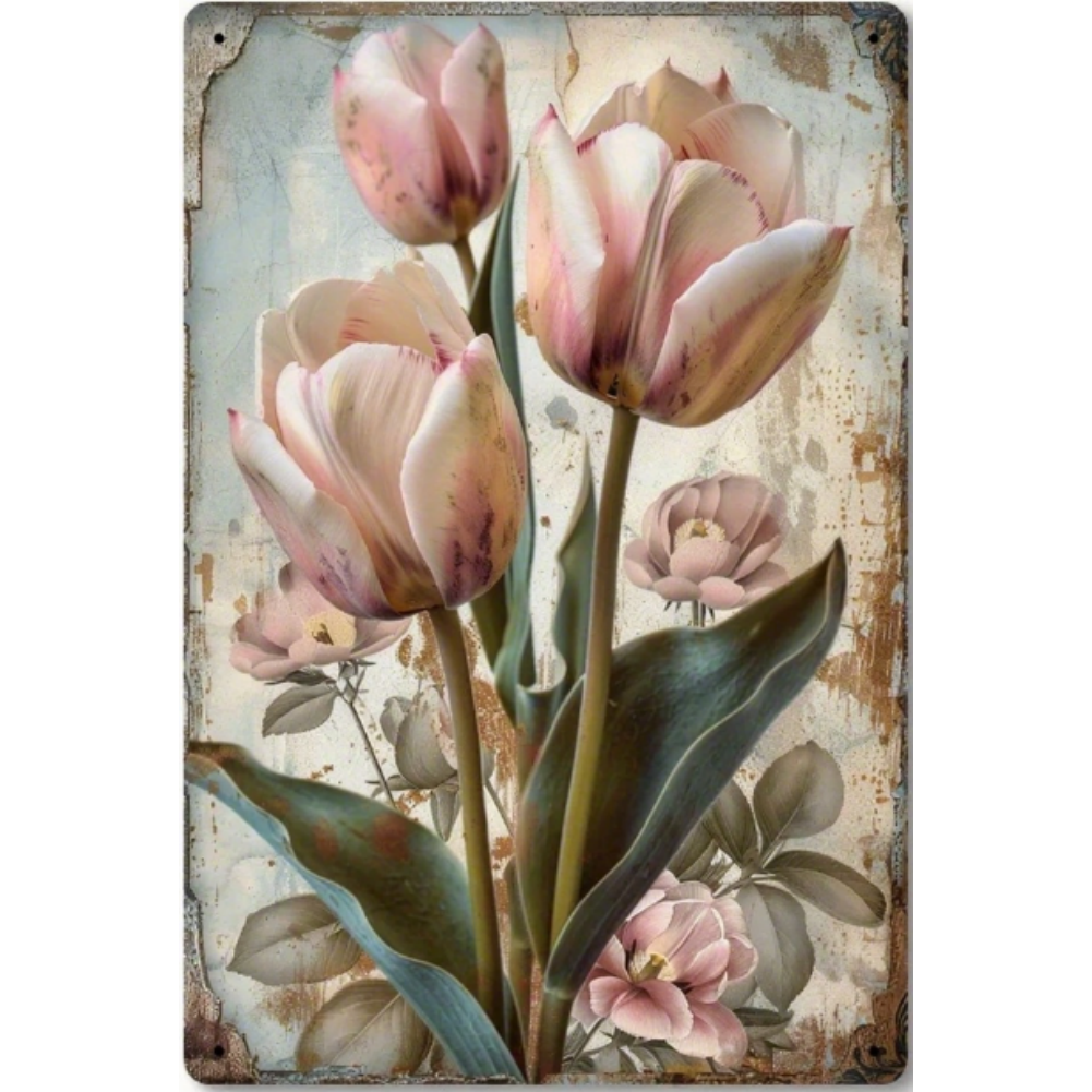 8x12 Beautuiful Flower Metal Sign – Vintage Tin Wall Art for Flower Lovers & Homes | Tin & Time Co. #C040