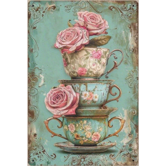 8x12 Beautuiful Flower Metal Sign – Vintage Tin Wall Art for Flower Lovers & Homes | Tin & Time Co. #C042
