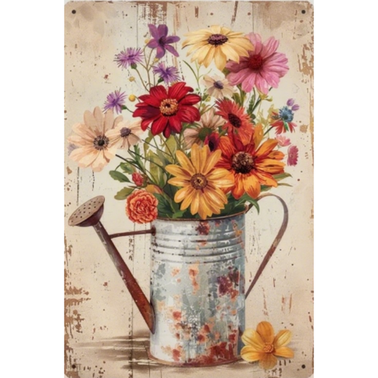 8x12 Beautuiful Flower Metal Sign – Vintage Tin Wall Art for Flower Lovers & Homes | Tin & Time Co. #C049