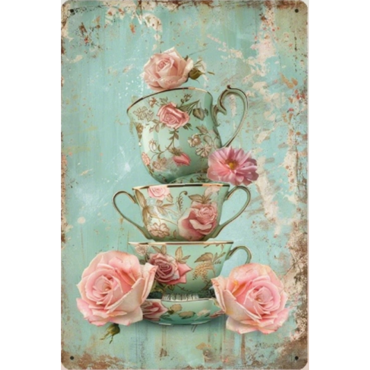 8x12 Beautuiful Flower Metal Sign – Vintage Tin Wall Art for Flower Lovers & Homes | Tin & Time Co. #C050