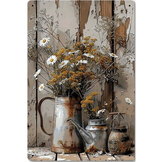 8x12 Beautuiful Flower Metal Sign – Vintage Tin Wall Art for Flower Lovers & Homes | Tin & Time Co. #C052