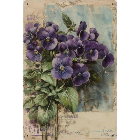 8x12 Beautuiful Flower Metal Sign – Vintage Tin Wall Art for Flower Lovers & Homes | Tin & Time Co. #C059