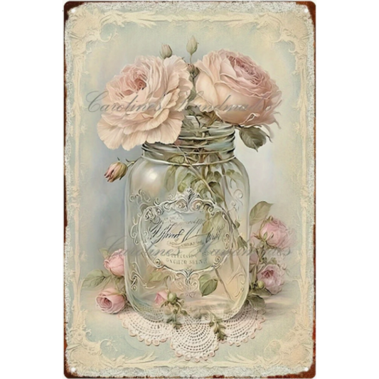 8x12 Beautuiful Flower Metal Sign – Vintage Tin Wall Art for Flower Lovers & Homes | Tin & Time Co. #C060