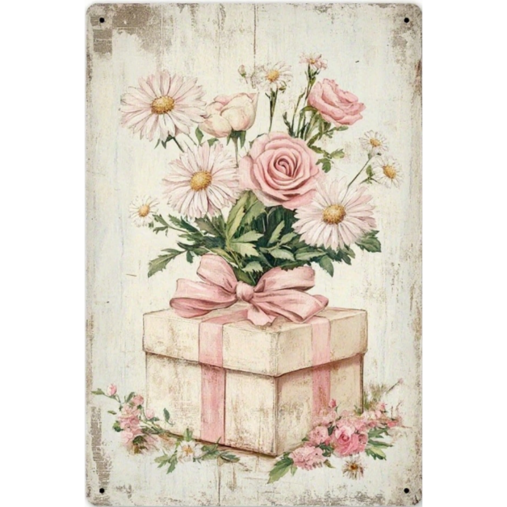 8x12 Beautuiful Flower Metal Sign – Vintage Tin Wall Art for Flower Lovers & Homes | Tin & Time Co. #C062