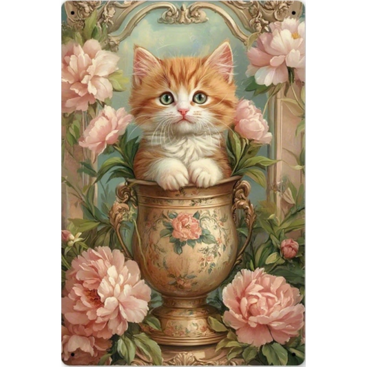 8x12 Beautuiful Flower Metal Sign – Vintage Tin Wall Art for Flower Lovers & Homes | Tin & Time Co. #C063