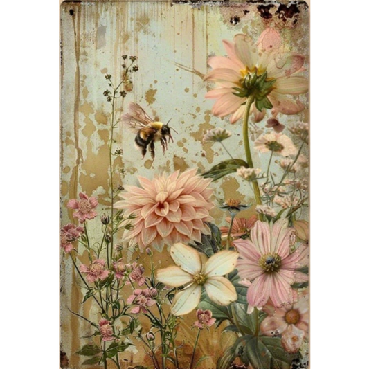 8x12 Beautuiful Flower Metal Sign – Vintage Tin Wall Art for Flower Lovers & Homes | Tin & Time Co. #C073