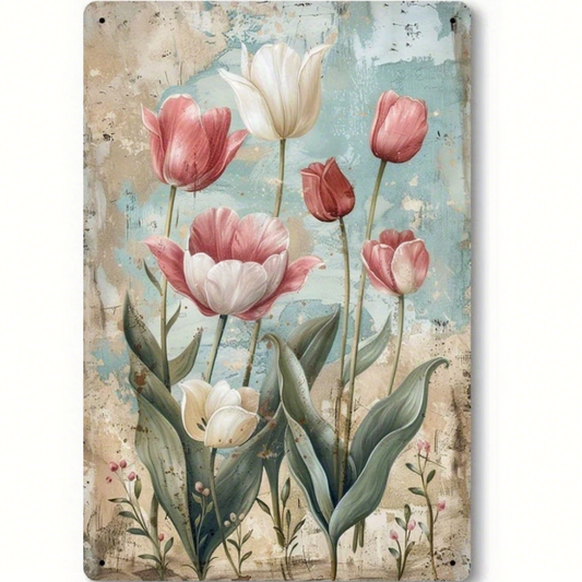 8x12 Beautuiful Flower Metal Sign – Vintage Tin Wall Art for Flower Lovers & Homes | Tin & Time Co. #C075