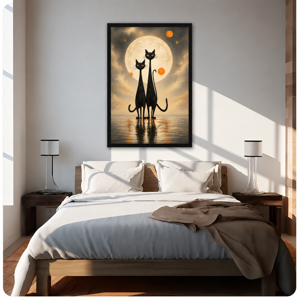 Oil painting close-up portrait of a bald eagle with intense yellow eyes white head feathers and dark brown chest against a textured gold background eagle wall art framed print above bed sunlit bedroom