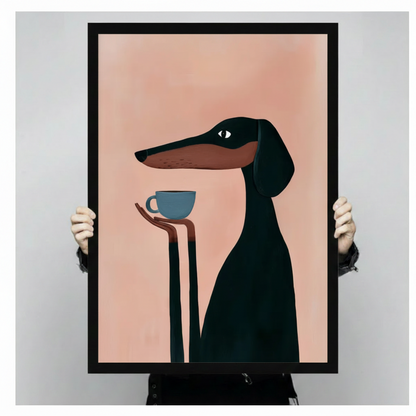 Dachshund dog canvas print – charming illustrated wall decor ideal as birthday or housewarming gift