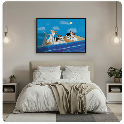 dogs-in-car-framed-canvas-bedroom-pendant-lights