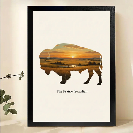 The Prairie Guardian - Bison Sunset Prairie Wall Art Print|W1024