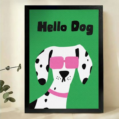 Hello Dog Dalmatian Black Frame