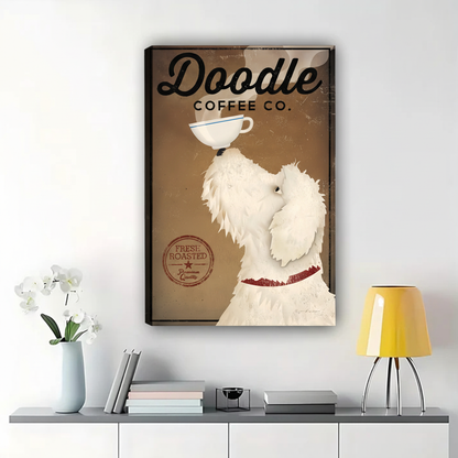 Doodle Coffee Co. Dog Wall Art - Vintage Advertising Canvas Print|W1363