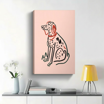 Dalmatian Dog Minimalist Line Art Wall Art - Colorful Sketch Canvas Print|W1449