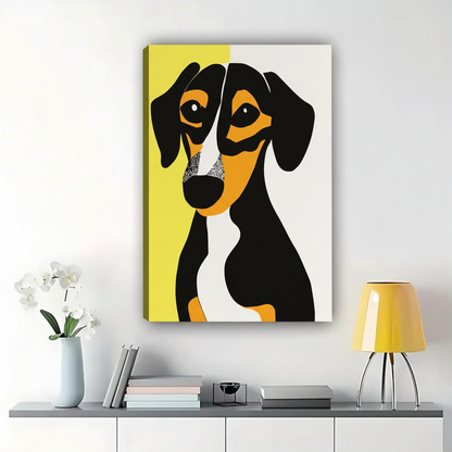Bold Dachshund Pop Art Wall Art - Modern Dog Portrait Canvas Print|W1350