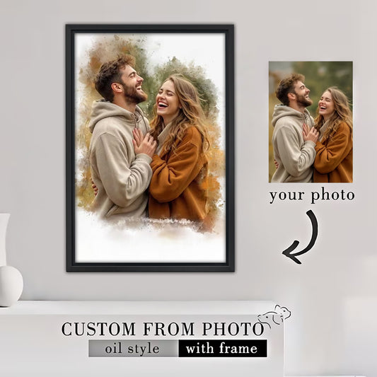 Custom Watercolor Portrait from Photo Personalized Canvas Wall Art