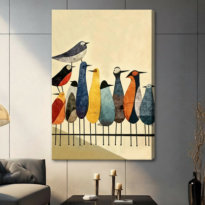 geometric bird flock stretched canvas no frame gray wall living room candle holders retro wall art