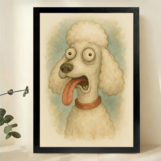 Poodle Watercolor Black Frame