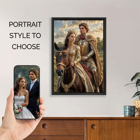 Custom Royal Knight Portrait from Photo – Personalized Medieval Canvas Wall Art