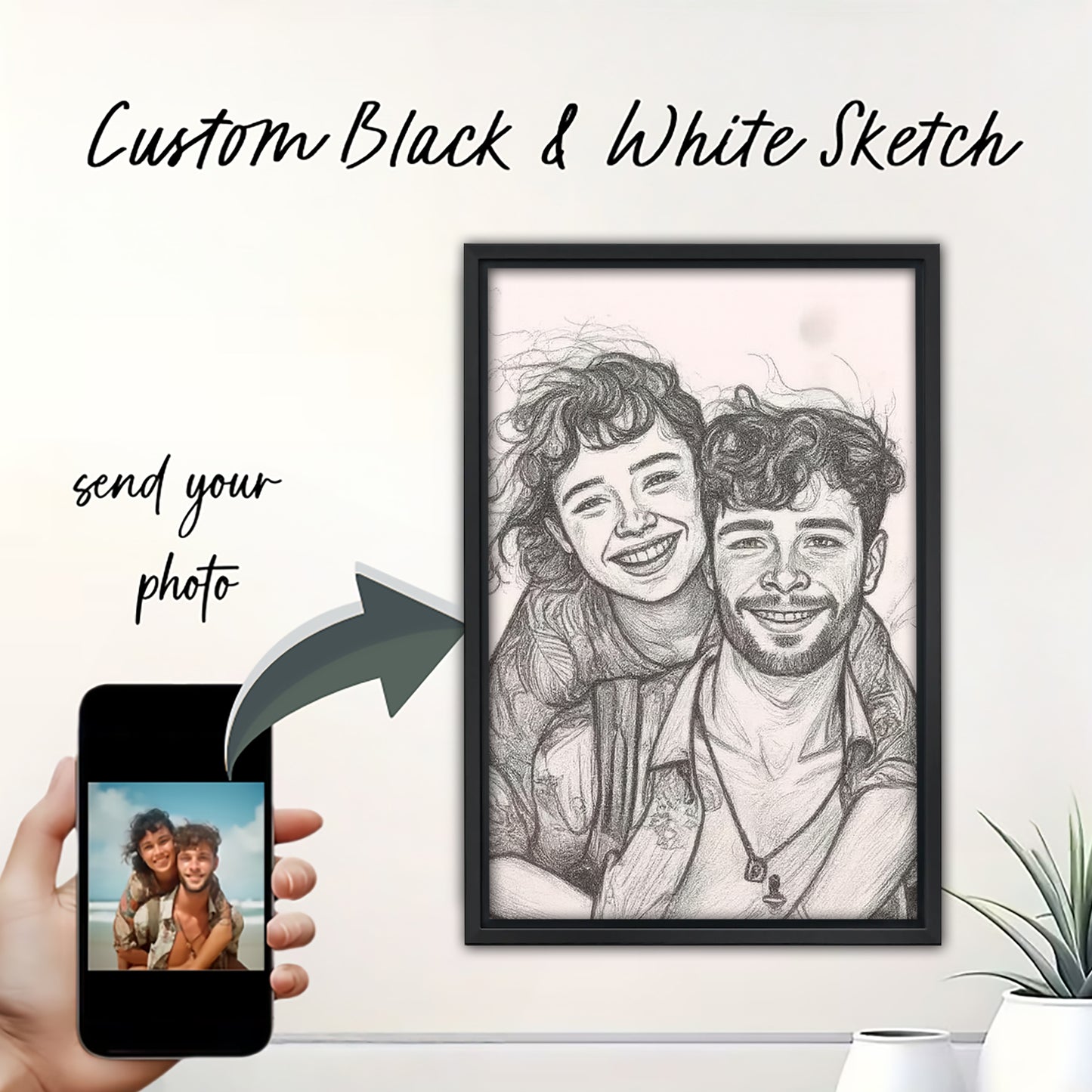 Personalized Black and White Sketch Portrait – A Meaningful Gift from Photo