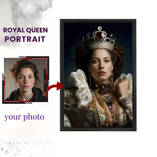 Personalized Royal Queen Portrait from Photo Elegant Canvas Art