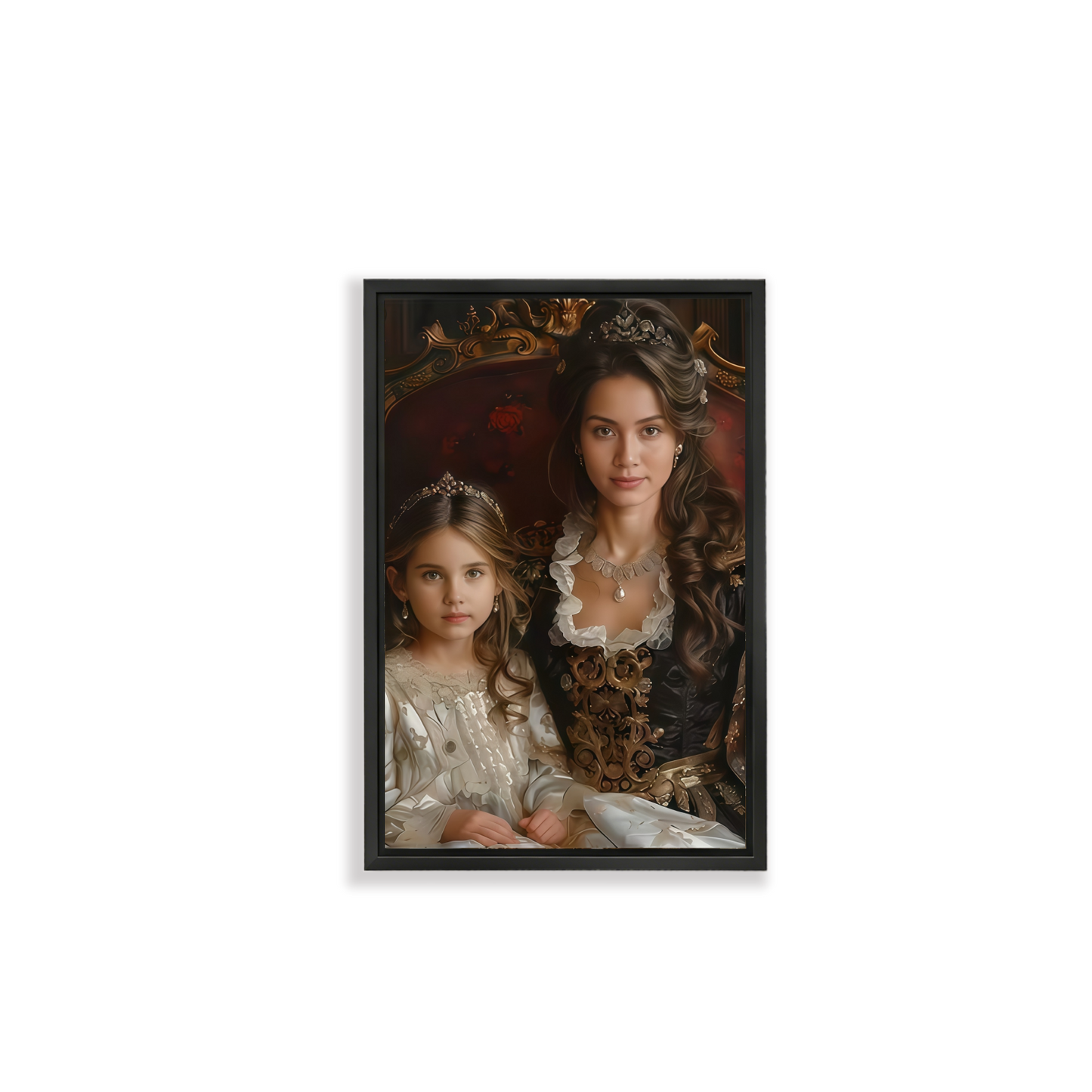 Custom Mother Daughter Portrait - Royal Renaissance Canvas Wall Art