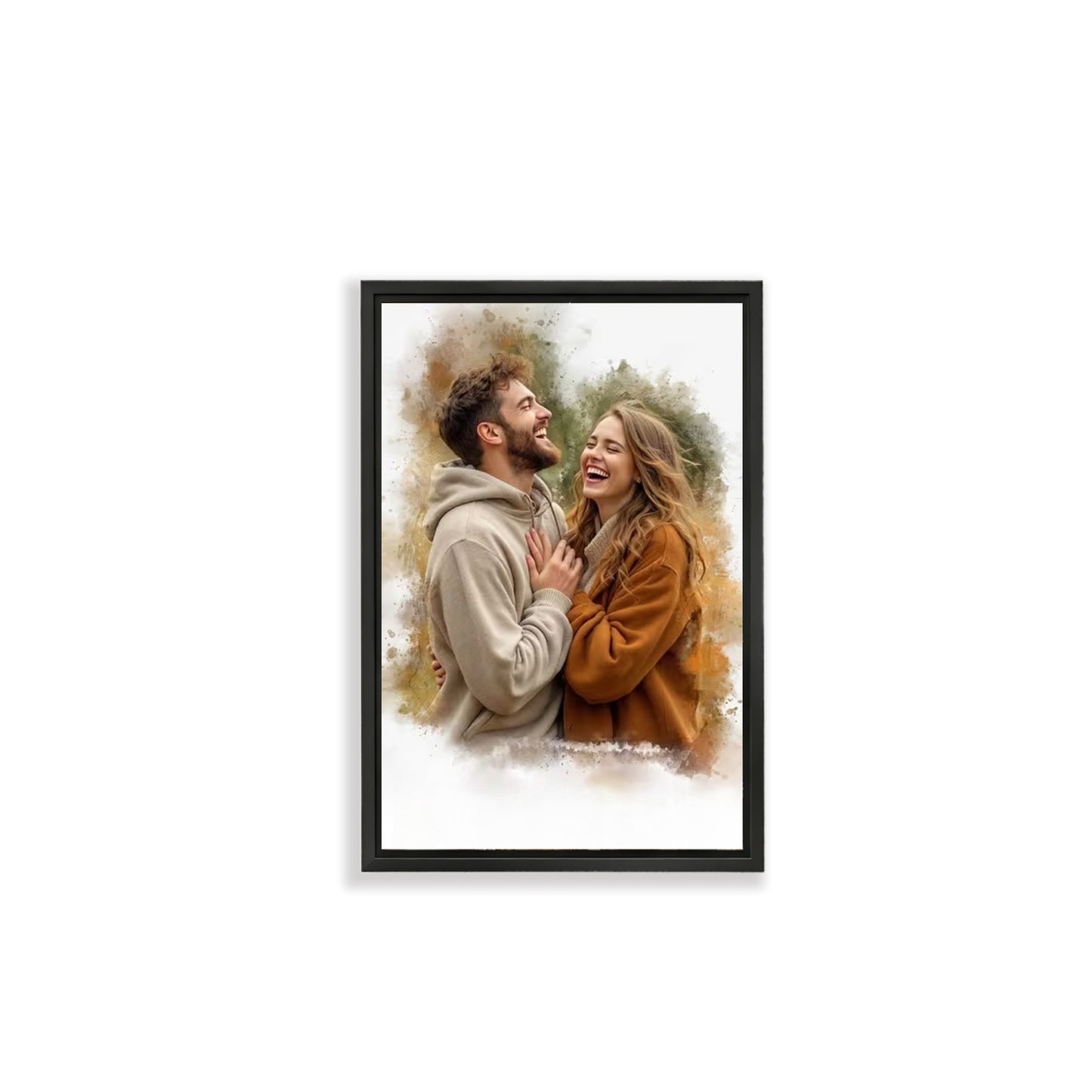 Custom Watercolor Portrait from Photo Personalized Canvas Wall Art