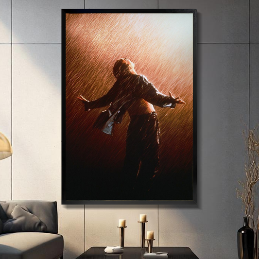 Freedom in Rain Canvas Art W10027 — Framed canvas; warm gray living room