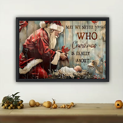 The Festive Who Santa Scene – Whimsical Christmas Wall Art on Natural Wood Grain Canvas | W494