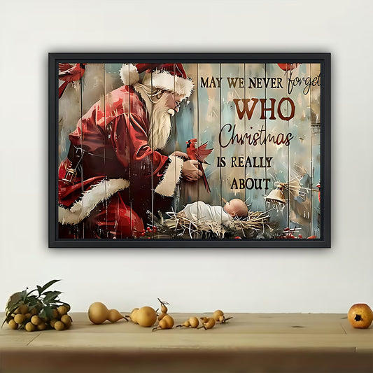The Festive Who Santa Scene – Whimsical Christmas Wall Art on Natural Wood Grain Canvas | W494